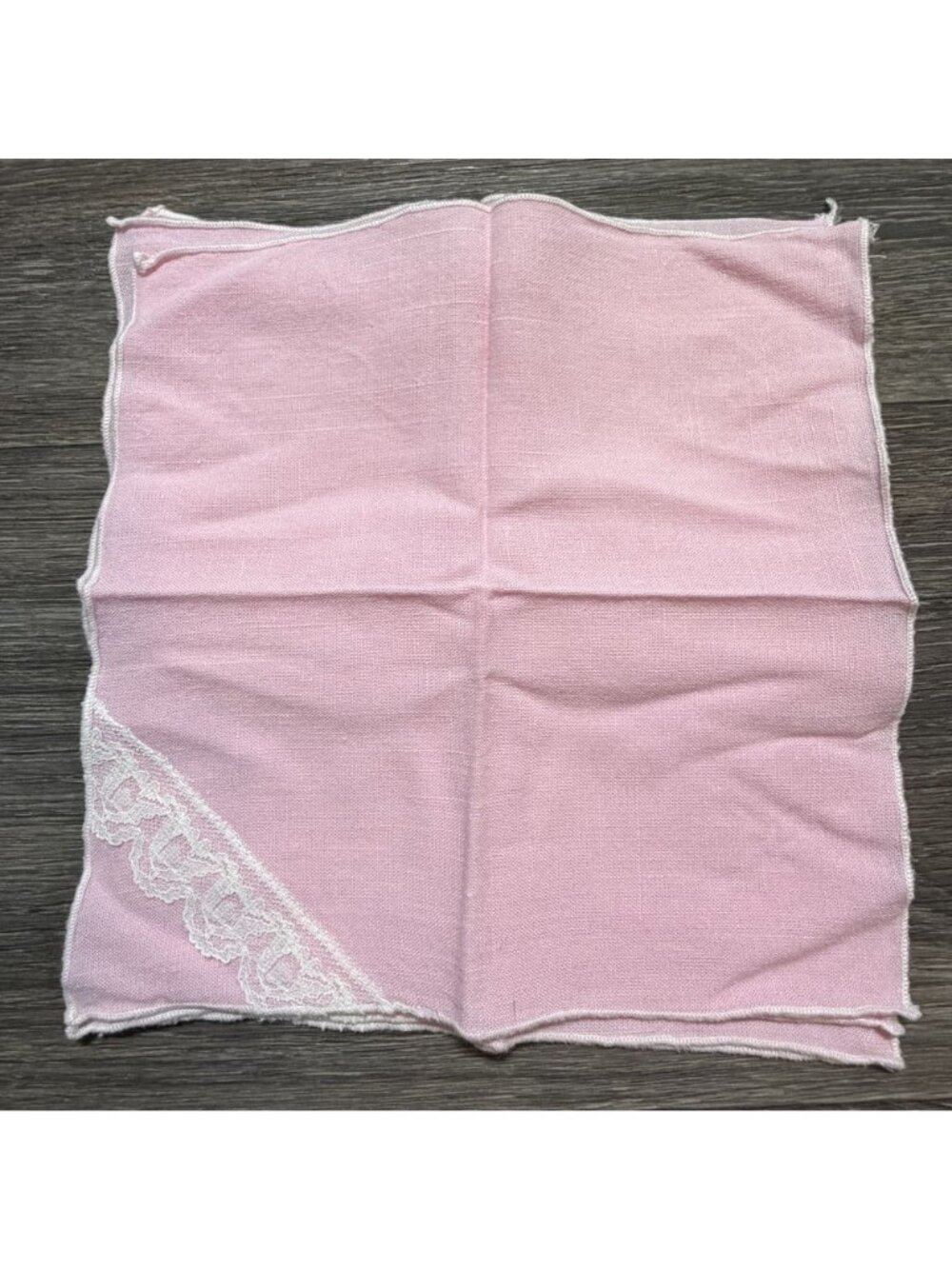 Set 4 Pink Linen Napkins With White Lace Trim Elegant Tea Party Cottagecore - Picture 13 of 13